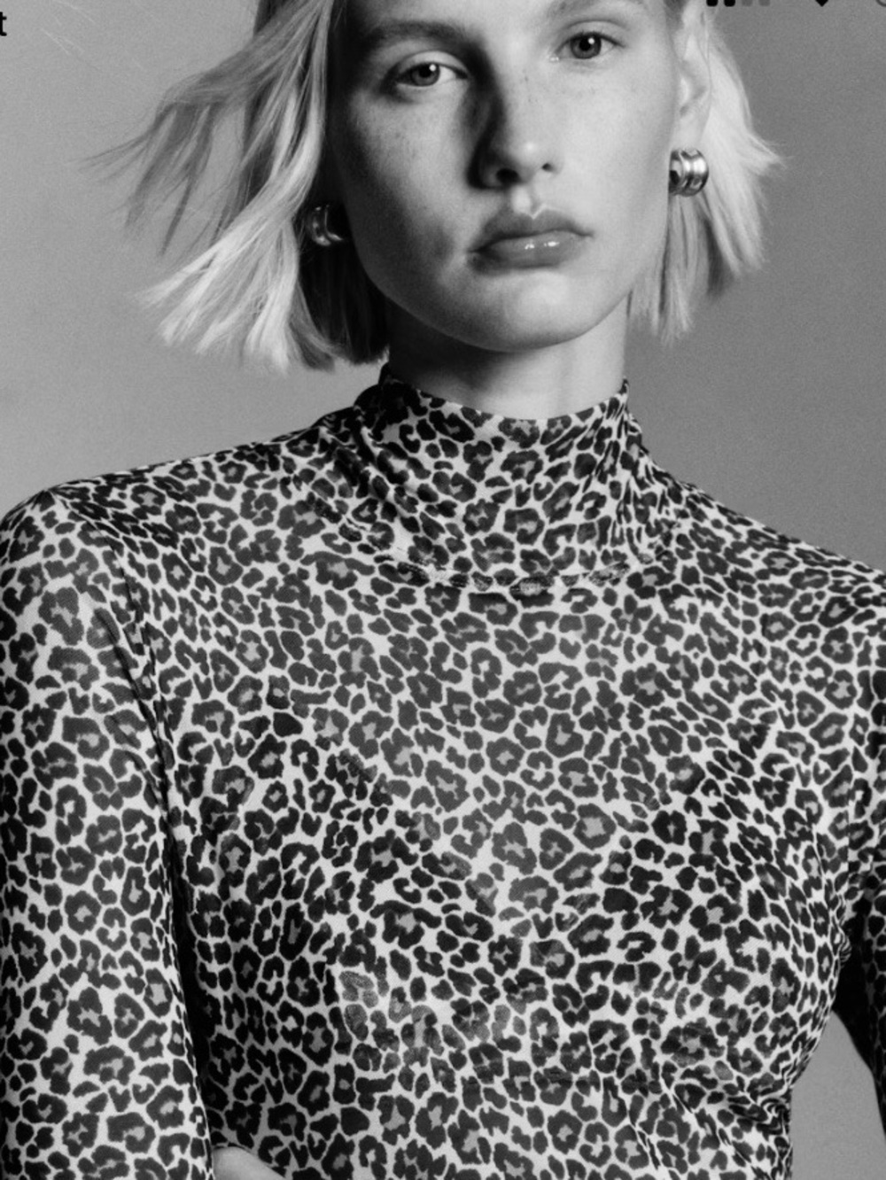 Anthropologie x Eva Franco Snow Leopard Long Sleeve Mesh Top XL NWT 🐆🐆🐆